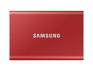 Portable Hard Drives: 2TB Samsung Portable SSD T7 Red