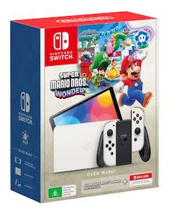Nintendo: Nintendo Switch OLED model with Super Mario Bros. Wonder + NSO 12 Months Bundle (White)