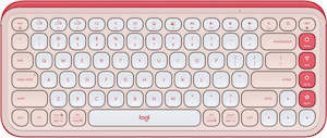 Logitech Pop Icon Keys Compact Bluetooth Wireless Keyboard Rose & Off White