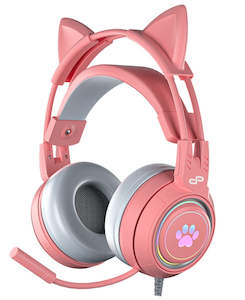 PowerPlay Cat RGB Gaming Headset (Pink)