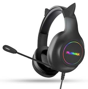 Playmax RGB Cat Ear Headset (Black) (Switch, PC, PS5, PS4, Xbox Series X, Xbox One)