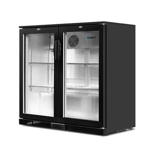 Devanti Bar Fridge 2 Glass Door Commercial Display Freeer Drink Beverage Cooler