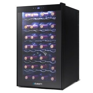 Devanti Wine Cooler 28 Bottles Glass Door Beverage Cooler Thermoelectric Fridge
