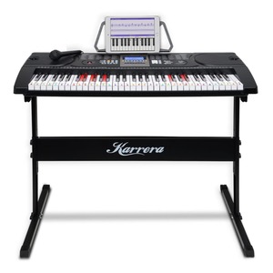 Karrera 61 Keys Electronic Led Keyboard Piano with Stand - Black