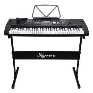 Keyboards Piano: Karrera 61 Keys Electronic Keyboard Piano with Stand - Black