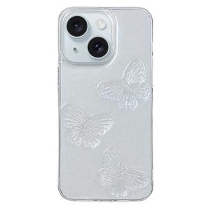 Iphone Cases: For Iphone 15 Clear Crystal Butterflies Tpu Phone Case Transparent