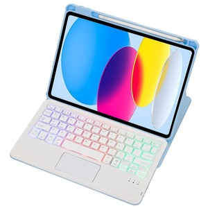 Ipad Case: For Ipad 10th Gen 10.9 2022 360 Rotation Acrylic Transparent Bluetooth Keyboard Leather Case