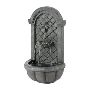 Fountains: Solar Fountain Water Feature Wall Mount Garden Fountains 80cm Grey