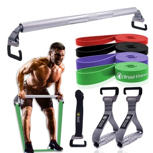 Portable Resistance Band Bar Kit with Handle & Upgraded E-type Hook