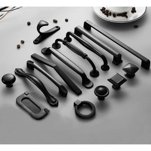 Handles: Aluminum Alloy Black Cabinet Handles American Style Solid Kitchen Cupboard Pulls