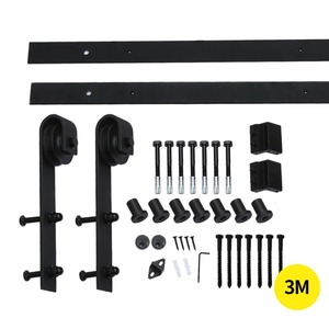 Door Hardware: 3m Antique Classic Style Double Sliding Barn Door Hardware Track Roller Kit