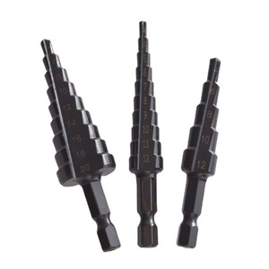 Woodworking Tools: 3pcs Hss Steel Titanium Coated Step Drill Bits 3 12mm 4 12mm 4 20mm Step Cone Cutting Tools Steel
