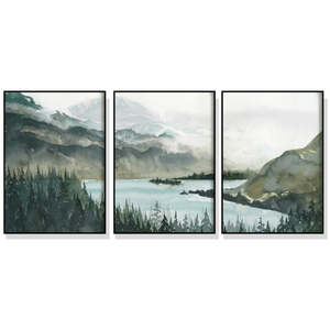 Wall Art 80Cmx120Cm Landscape 3 Sets Black Frame Canvas