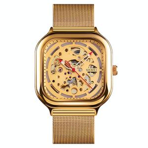 His Watches: 9184 Men Automatic Mechanical Mesh With Hollow Square Tourbillon Student Watch Gold