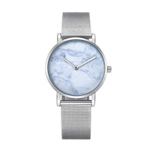 Her Watches: 6812 Round Dial Alloy Silver Case Fashion Women Quartz Watch With Stainless Steel Band
