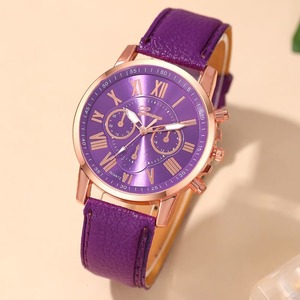 Fashion Women Watches Ladies Purple Leather Quartz Wrist Watch for Women Bussine&hellip;