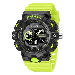 Watches Him Her: Men Sports 50m Waterproof Dual Time Digital Analog 8081 Wrist Sport Watch Week Display Casual