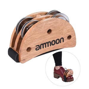 Drums: Elliptical Cajon Box Drum Companion Accessory Foot Jingle Tambourine for Hand Percussion