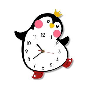 Unusual Novelty Clocks: Penguin Cartoon Print Wall Clock