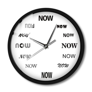 The Time Is Now Wall Clock Glow In Dark Voice Control Silent Non Ticking Wall