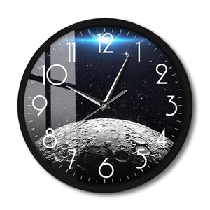 Sound Activated Clocks: Planet Earth And Moon Art Smart Wall Clock With Voice Control Function Lunar
