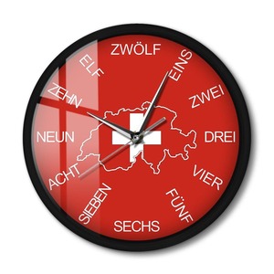 Sound Activated Clocks: Switzerland Map Patriotic Wall Clock Country Art Home Décor Metal Frame Voice