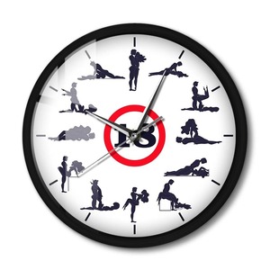 Kama Sutra Modern Design Metal Frame Wall Clock Sexual Poses Led Lighting Smart