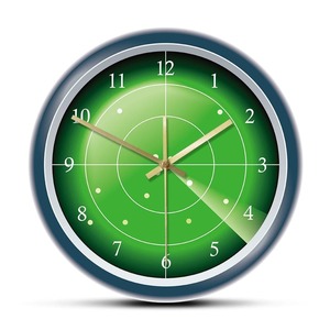 Color Printed Clocks: Military Green Radar Designer Wall Clock Hud Screen with Target Wall Art