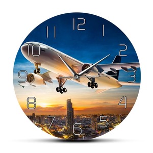 Color Printed Clocks: Take off Sunset Aeroplane Aviator Home Decor Wall Clock Air Jet Plane Flying