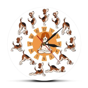 Cartoon Funny Dog Doing Yoga Position of Surya Namaskara Doggy Style Yoga Wall