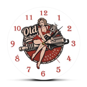 Garage Personalized Retro Old School Car Repair Service Wall Clock Mechanic Man