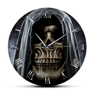 Color Printed Clocks: Grim Reaper Skull Skeleton Halloween Home Decor Wall Clock Death Evil Killer