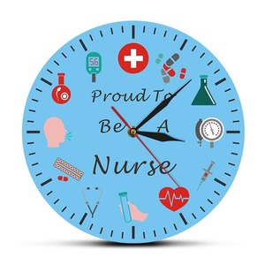 Color Printed Clocks: Pround to be a Nurse or your Custom Text Nurse Kit Printed Wall Clock Medical
