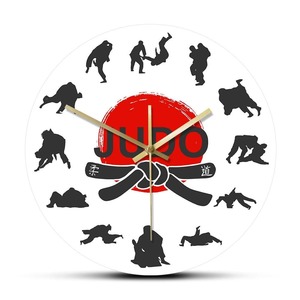 Japanese Martial Arts Judo Wall Clock Boys Room Jiu-jitsu Sports Fighting Art