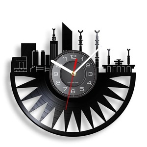 Vinyl Record Clocks: Mecca Skyline Vinyl Record Wall Clock