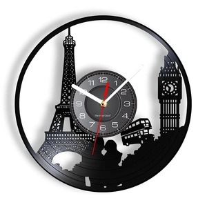 Vinyl Record Clocks: Paris London Vinyl Record Wall Clock