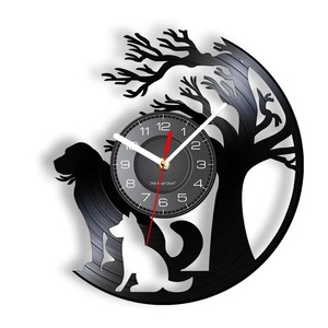 Vinyl Record Clocks: Dog Silhouette Vinyl Record Wall Clock
