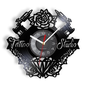 Vinyl Record Clocks: Vinyl Record Wall Clock for Tattoo Studio Decor