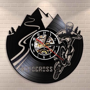 Motocross Bike Led Vinyl Record Wall Clock Boy Room Home Decor Dirt Bike Vinyl