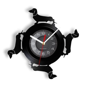 Vinyl Record Clocks: Long Haired Dachshund Vinyl Record Wall Clock