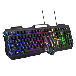 Keyboards Mice: Mechanical Feel Wired Usb Rgb Colorful Luminous Keyboard Mice for Computer with Phone Holder