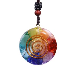 Jewellery: Reversible Orgonite Mixed Chakra Orgone Natural Stone Pendant Revitalization