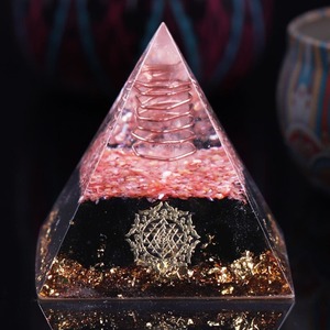 Orgonite Pyramid with Obsidian Stone Energy Healing Chakra Shell Orgone
