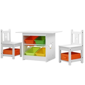 Other Furniture Accessories: Keezi 3 Pcs Kids Table and Chairs Set Children Furniture Play Toys Storage Box