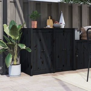 Other Furniture Accessories: Outdoor Kitchen Doors 2 Pcs Black 50x9x82 Cm Solid Wood Pine Ntxtlx