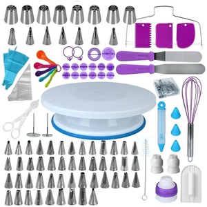 137 Pc Cake Decorating Kit Turntable Nozzles Bags Stand