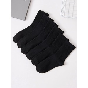 Trending: 6 Pairs Unisex Middle Tube Socks White Black Sweat Absorbent Breathable Fashionable Casual