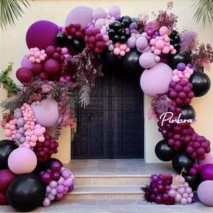 124Pcs Black Pink Purple Balloon Taro Taro Flower Ring Set Suitable For Dark Sty&hellip;