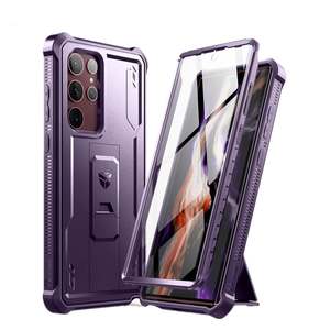 Samsung Cases: For Samsung Galaxy S22 Ultra Full Body Bumper Military Armor Shockproof Case Bracket With Built-In Screen Protector