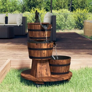 Fountains: Wheeled Water Fountain with Pump 55x55x80 Cm Solid Wood Fir Tlanpp